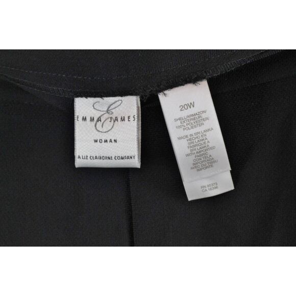 Emma James Black Women's Dress Pants Zip Button Closure 20W 061 - Picture 2 of 4